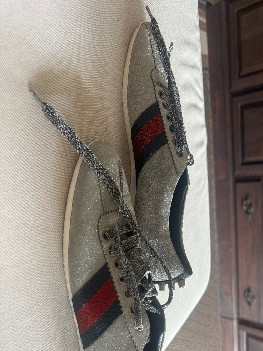 Metallic Gucci shoes, size 7, slightly used - Picture 2 of 4